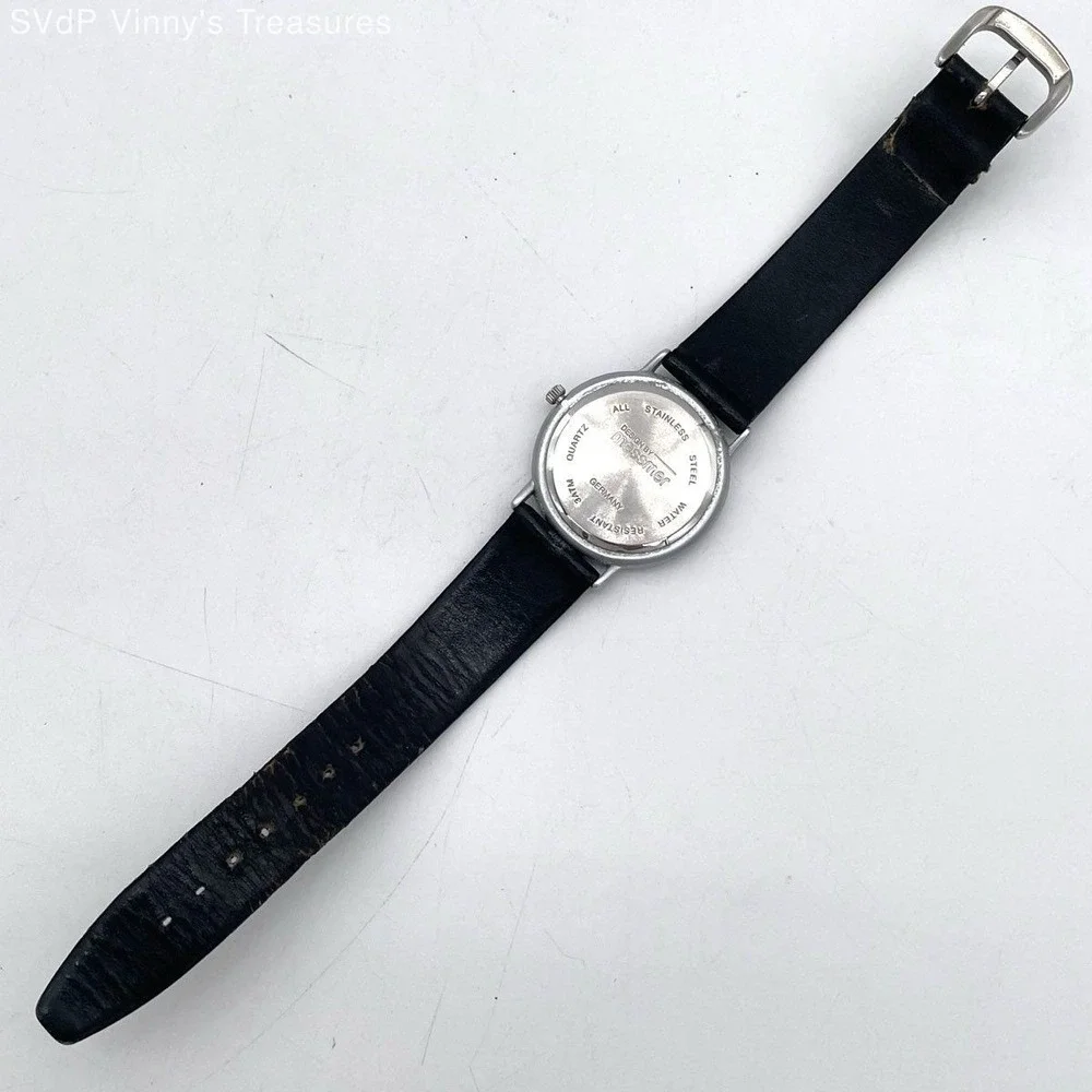 Rimowa Unisex Quartz Watch Silver Suitcase Graphic Dial Black Leather Strap
